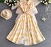 Youthful French Style Embroidered Print Dress With Raglan Sleeves Button Down Waist Cinching Long Light Luxury Summer Dress_ecoleips.com