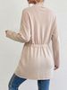 Women Lightweight Breathable Belted Knit Cardigan Shawl Collar Long Sleeve Oversized Loose Mid Length Knit Coat_ecoleips.com