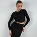Women's European American Style round Neck Long Sleeve Pant Set Slim Fit Cropped Top And Skirt Combo for Autumn Winter Fashion_ecoleips.com