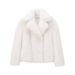 Faux Fur Coat Women's Short Blazer V-Neck Winter Jacket Fashionable Vegan Fur Outerwear With Pockets_ecoleips.com