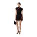 Women's Traditional Chinese Style Dress Stand Collar Button Detail Cheongsam Black Red Color Block Short Spicy New Summer Fashion_ecoleips.com