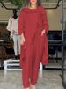 Women's Clothing Fashion Solid Color Loose Tops And Wide Leg Pants Casual Two Piece Suits_ecoleips.com