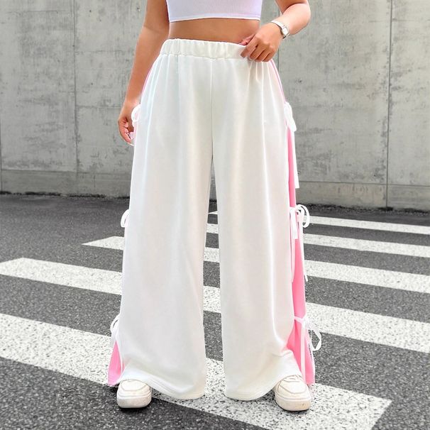 American Street Style Loose Bow Tie Wide Leg Pants Trendy Casual Dopamine Women's Bottoms Cross Border Wholesale_ecoleips.com