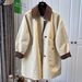 Women’s British-Style Contrast Collar Trench Coat – Relaxed Fit Mid-Length Jacket (Polyester, S-XXXL, Khaki/Brown Colorblock)_ecoleips.com