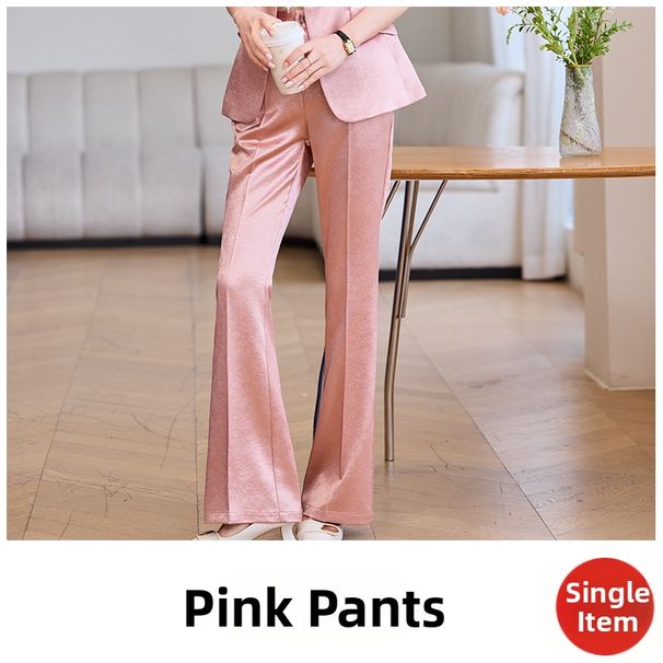 Women's Two Piece Faux Acetate Satin Suit Jacket Stylish Professional Youthful Spring Summer_ecoleips.com