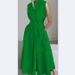 European And American Cross-Border 2024 Summer New Commuter Fashion Solid Color V-Neck Women's Button Big Hem Dress_ecoleips.com