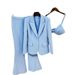 2025 New Blingbling Highlight One Button Suit Vest Flared Pants Three-Piece Set_ecoleips.com