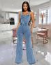 Women's Clothing New Fashion Casual Button High Waist Sexy Flared Denim Overalls_ecoleips.com