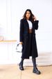 "Double-Breasted Wool-Blend Coat - Elegant Longline Trench With Notched Lapel & Timeless Button Detail, Premium Polyester For All-Season Wear_ecoleips.com