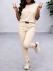 Women's Solid Color T-Shirt And Elastic Waist Pants Two Piece Set Simple Label Spring Summer Casual Comfortable Clothing_ecoleips.com