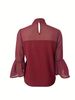 French-style Tie-dye Butterfly Bow See-through Net Lace-up Flared Mid-sleeve Chiffon Blouse Top_ecoleips.com