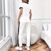 Women's Clothing Women's Artistic Cat Print Pants Set Commuter Style Simple Line Loose Fitting Comfortable Short Sleeve_ecoleips.com