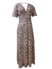 Leopard Print V Neck Dress Sexy Short Sleeve Dress For Spring Summer Women's Clothing_ecoleips.com