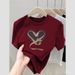 Women's Clothing Retro Short Sleeved T Shirt Slim Fit Stylish Beautiful Chic Top_ecoleips.com