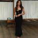 Summer New Arrival Women's Strappy Backless Tight Fitting Pleated Fishtail Long Dress European American Fashion 2025_ecoleips.com