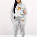 Women's Warm Hooded Zipper Print Sweatshirt with Cartoon Bear Design for Autumn/Winter Casual Street Dance Fashion Set with Sweatpants_ecoleips.com