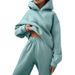 Women's Autumn Winter Fleece Lined Sweatshirt Set Casual Fashion Sports Pants_ecoleips.com