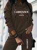 Women's Letter Print Hoodie Set, Long Sleeve Pullover Sweatshirt And Elastic Waist Pants_ecoleips.com