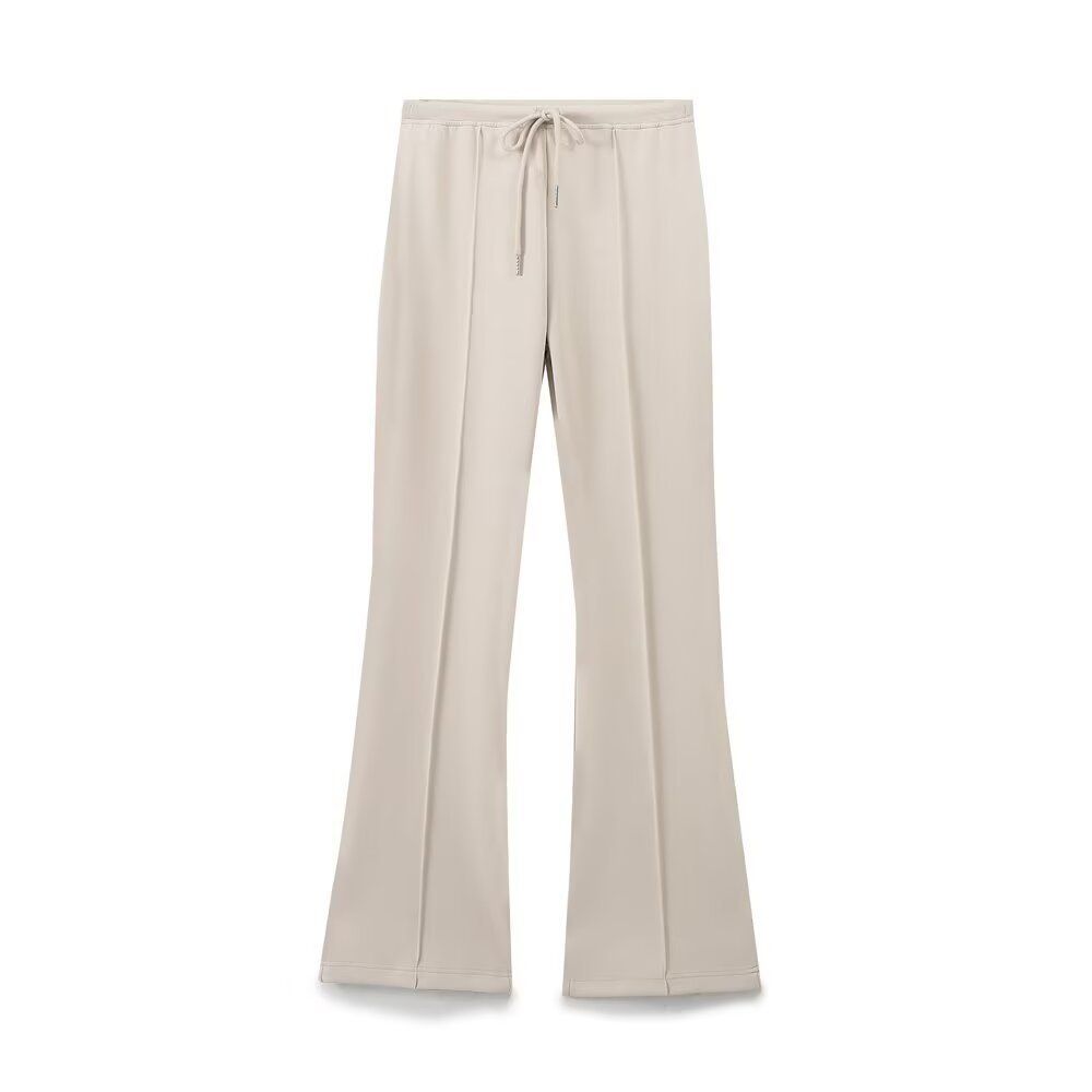 Vintage-Inspired Women's Two-Tone Crop Hoodie & Flared Pants Set – Stylish Polyester Lounge Outfit For Casual & Office Wear (Blue/Black/Beige, S/M/L)_ecoleips.com