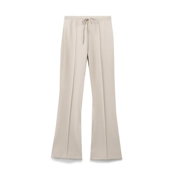 Vintage-Inspired Women's Two-Tone Crop Hoodie & Flared Pants Set – Stylish Polyester Lounge Outfit For Casual & Office Wear (Blue/Black/Beige, S/M/L)_ecoleips.com