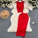 Women's Clothing Retro Hottie Style Suit For Women Summer Short Vest Top Versatile High Waist Skirt Knitted Two Piece Suit_ecoleips.com
