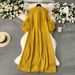 Women's Clothing Solid Color Dress Light Mature Style Three Dimensional Flower Loose Slim Drape Style Long Skirt_ecoleips.com