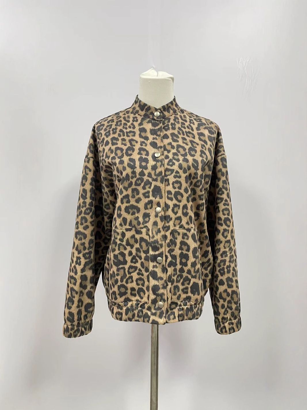 Loose Fit Leopard Print Shirt Jacket – Women's Vintage-Inspired Polyester Overshirt, Long Sleeve With Lining, Casual Streetwear For Spring (S-XXL)_ecoleips.com