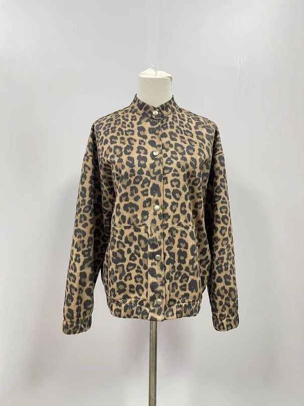 Loose Fit Leopard Print Shirt Jacket – Women's Vintage-Inspired Polyester Overshirt, Long Sleeve With Lining, Casual Streetwear For Spring (S-XXL)_ecoleips.com