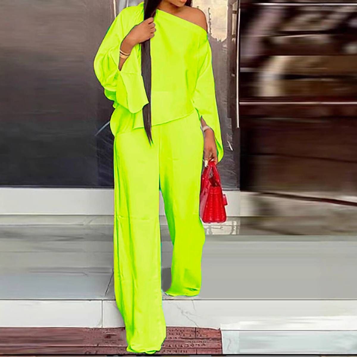 Women's Clothing New Fashion Casual Suits For Women Elastic Cotton Wide Leg Pants Two Piece Suits In Stock_ecoleips.com