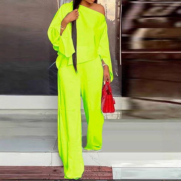 Women's Clothing New Fashion Casual Suits For Women Elastic Cotton Wide Leg Pants Two Piece Suits In Stock_ecoleips.com