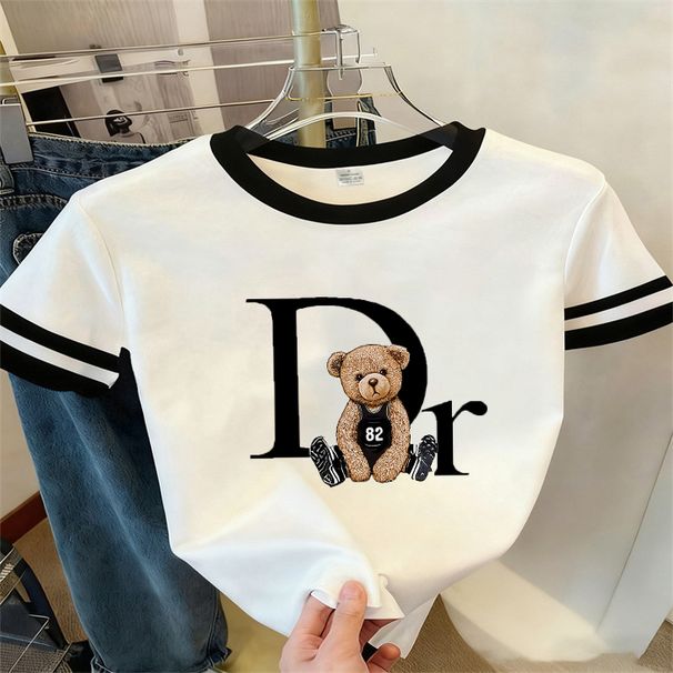 2026 Women's Color Block T-Shirt Round Neck Loose Short Sleeve Casual Top Cross Border Spot Goods_ecoleips.com