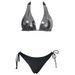 Women Solid Black Halter Triangle Bikini Set Side Tie Cheeky Two Piece Swimsuit Summer Beach Bathing Suit_ecoleips.com