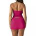 Women's Sexy Halter Neck Backless Slim Fit Solid Color Tank Top Bodycon Summer Pure Desire Style Short Skirt Set_ecoleips.com