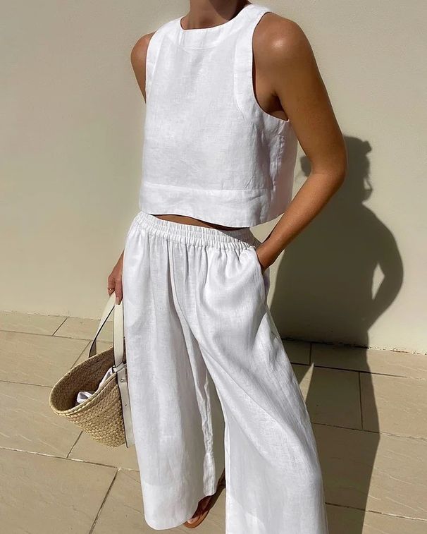 Daily Street Women's Simple Style Solid Color Polyester Pants Sets Pants Sets_ecoleips.com