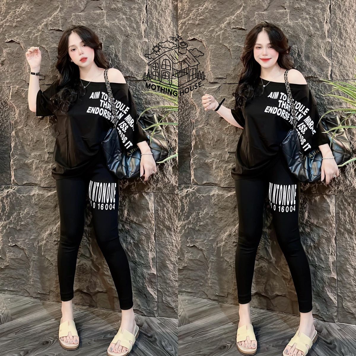 Women's Clothing Fashion Suit For Women Summer New Style Oblique Shoulder Print Loose Off Shoulder Short Sleeved Slim Trousers Casual Two Piece Suit_ecoleips.com