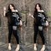 Women's Clothing Fashion Suit For Women Summer New Style Oblique Shoulder Print Loose Off Shoulder Short Sleeved Slim Trousers Casual Two Piece Suit_ecoleips.com