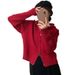 K High-end Zipper Hooded Thickened Cardigan New Loose Top Solid Color Sweater Lady_ecoleips.com
