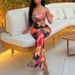 Women's Clothing Suspender Contrast Color Knitted Dress Long Skirt_ecoleips.com
