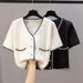 Women’s Clothing Ice Silk Knit Sweater Short Sleeved Cardigan Top For Women, New Style Small Jacket, Short Style Versatile Short Style For Summer_ecoleips.com