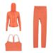 Nude Feel Three Piece Women's Sports Set Cropped Pants Hooded Jacket Y Back Bra Fitness Exercise Yoga Sportswear_ecoleips.com