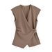 Women's Pin-Detail Sleeveless Top & Wide-Leg Pants Set – Minimalist Texture, Artistic Patchwork (Polyester, Monochrome, Summer Elegance)_ecoleips.com