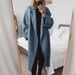 Women's Wool-Blend Trench Coat – Oversized Long Coat With Pockets, Polo Collar & Button Closure (Grey/Blue/Brown/Black)_ecoleips.com