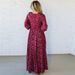 Women's Elegant Pleated Waist Big Swing Long Dress Casual Long-sleeved Vacation Dresses Sexy Deep V-neck Pullover Holiday Dress_ecoleips.com