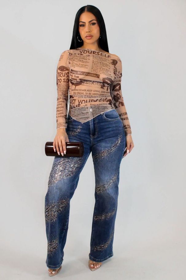Women's Clothing American Style Women's Straight Leg Jeans Retro Heavy-Duty Colorful Rhinestone Detail Hot Selling_ecoleips.com