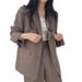 Women's Autumn Casual Lapel Suit Set Button Down Blazer High Waisted Draped Thickened Wide Leg Trousers Outerwear_ecoleips.com