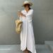 Women's Clothing New Style Rayon Solid Color Blouse Seaside Vacation Long Skirt Loose Blouse Bikini Swimsuit Robe Outer Wear For Women_ecoleips.com