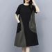 Summer Women's Casual Round Neck Short Sleeve Loose Dress Versatile Mid Length A-Line Dress Fashionable Plus Size Dress_ecoleips.com