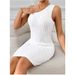 Summer Fashion Slanted Neck Casual Women's Clothing, Hot Selling Solid Color Waist Cinched Hollow Sleeveless Jumpsuit Short Skirt_ecoleips.com