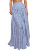 Striped Two-Piece Set – Tie-Front Blouse & Flowy Skirt (Blue, S-XXXL) | Casual Elegance For Women_ecoleips.com