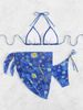 Van Gogh Starry Night Print Halter Triangle Bikini Set Women's Adjustable Ties Beach Swimwear for Tropical Vacations_ecoleips.com
